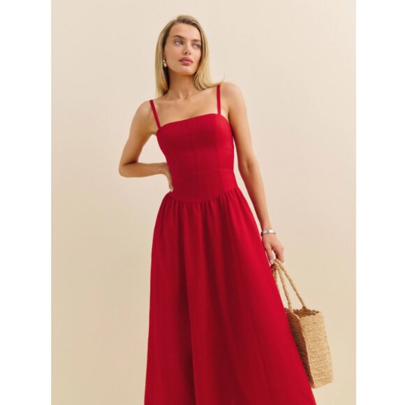 Reformation Katarin Dress in Lipstick Red - Picture 3 of 6